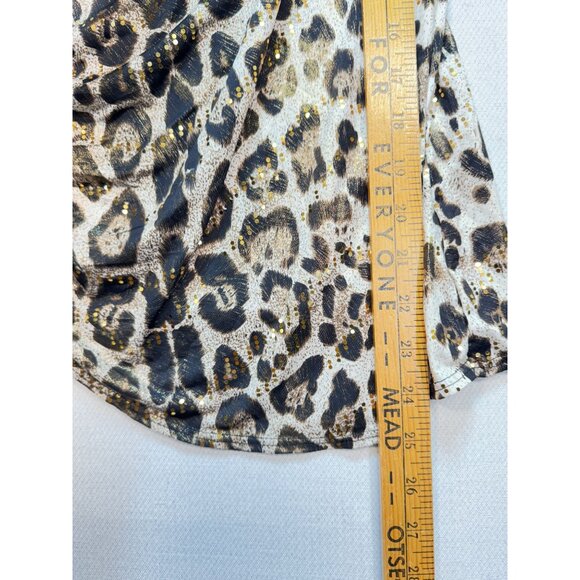 JBS Women's Ruched Top Stretch Size Large Multicolor Leopard Print Long Sleeve - Picture 8 of 11